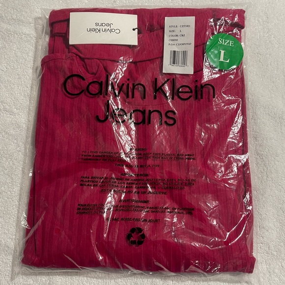 Calvin Klein Jeans Women's Long Sleeve Turtleneck Top - Cerise, Size L, New - Picture 4 of 8